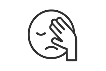 Expression of frustration depicted through a simple emoticon with a hand on forehead, conveying disappointment