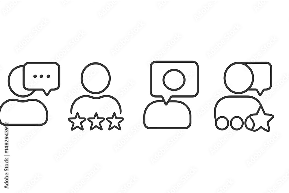 Poster communication styles depicted through minimalist icons in a digital interface setting for user inter