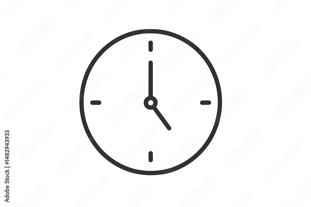 Poster clock displaying time at three o'clock with minimalistic design and clear lines for effective timeke