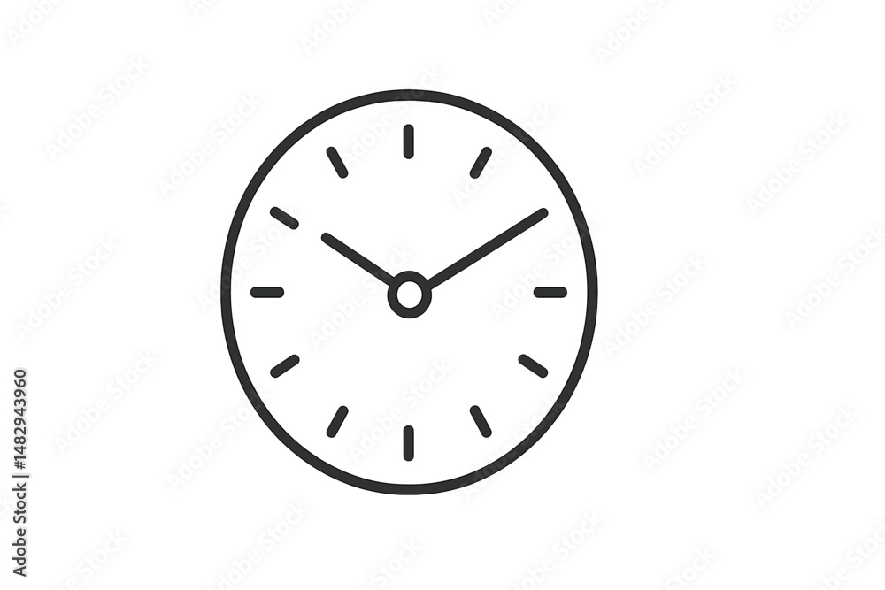 Poster simple clock face showing time with minimalistic design and clean lines to represent modern aestheti