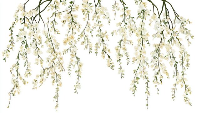 Flowering willow tree branches with flowing shapes, ideal for serene floral artwork or calming botanical visuals.
