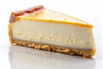 Delicious Cheesecake Slice, Isolated on White Background - Stock Photo