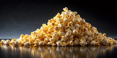 Delicious Buttery Popcorn on Black Background - Stock Photo