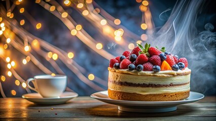 Delicious Berry Coffee Cake - Long Exposure Photography