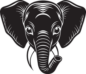 Minimalist Elephant Head Silhouette, Wild Animal Head Design.