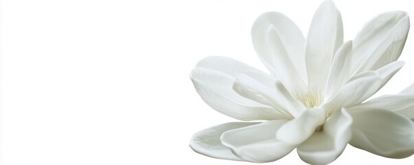 Obraz premium A pure white flower, intricately detailed with soft textures, cleanly isolated for refined and elegant design uses.