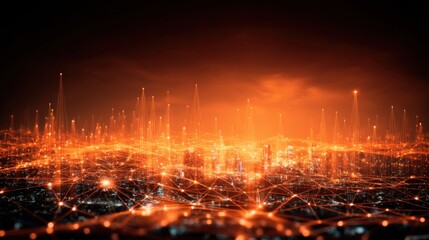 Obraz premium Futuristic city network represents digital transformation and global connection using data communication and advanced technology