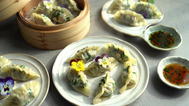 handmade vegetarian gyoza and mandu