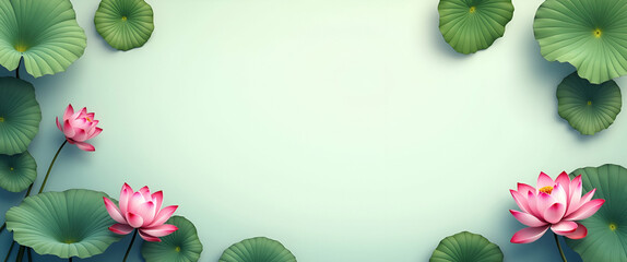 Lotus Flower and Meditation Pose Border Frame for World Mental Health Day Mindfulness Messages with Copy Space