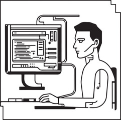 cybernetic computer desk vector