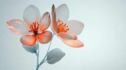 Obraz premium 3D two spring flowers on white background. Wild flowers, spring grass seamless pattern 3d realistic. Minimal scene for model products, stage showcase, promotion display.