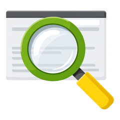 SEO magnifying glass analyzing digital marketing for small businesses