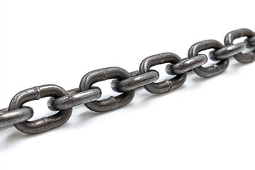 Obraz premium Metallic chain links against stark white backdrop close-up