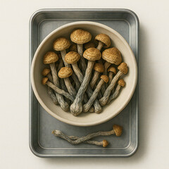 Dried Psilocybin Mushrooms in Bowl – Medical Botanical Still Life