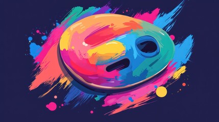 Vibrant Rainbow Donut in Abstract Paint Splatter
