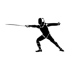 Fencing player or swardsman doodle style sketch illustration