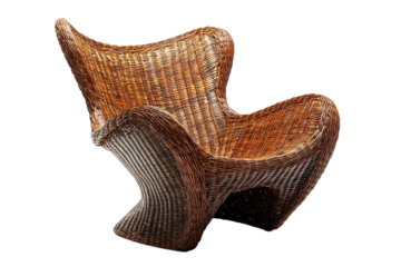 Rattan chair, wicker furniture, brown chair, woven seat, isolated chair, modern design