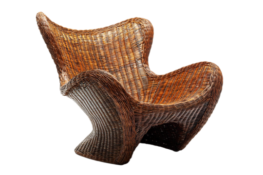 Rattan chair, wicker furniture, brown chair, woven seat, isolated chair, modern design