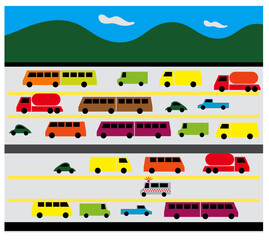 Ambulance car on traffic jam