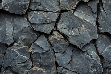 Fototapeta premium Close-up of uneven dark gray rock surface.