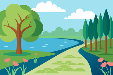 Obraz premium summer landscape with trees