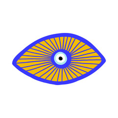Eye evil turkish bead blue abstract sign. Greek amulet nazar. Vector illustration