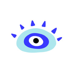 Eye evil turkish bead blue sign. Greek amulet nazar. Vector illustration