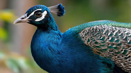 Obraz premium Majestic peacocks iridescent plumage shines brilliantly