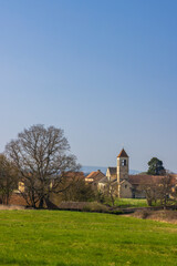 Chapaize in Saone et Loire, Bourgogne Franche Comte, France, showing its church and surrounding...