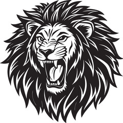 Obraz premium Lion Head Silhouette Vector, Wild Animal Head Design.