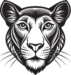 Lion Head Silhouette Vector, Wild Animal Head Design.