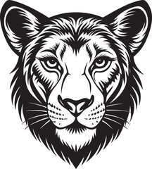 Lion Head Silhouette Vector, Wild Animal Head Design.