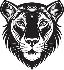 Lion Head Silhouette Vector, Wild Animal Head Design.