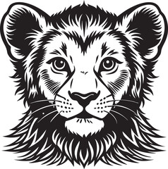 Lion Head Silhouette Vector, Wild Animal Head Design.