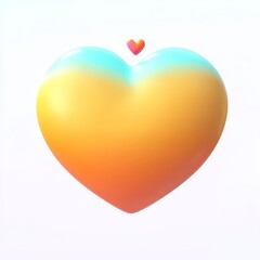3D Cartoon Heart Candy Icon in Orange and Pale Blue, Ultra HD, Isometric View, High-Quality Rendered with Blender and C4D