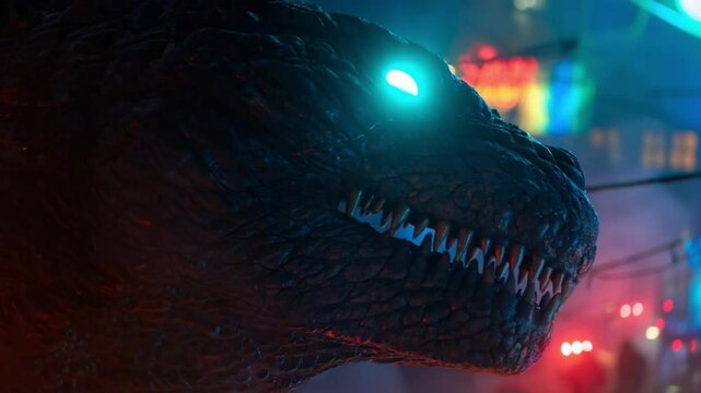 Reptilian Gaze: Glowing Eyes in the Urban Night