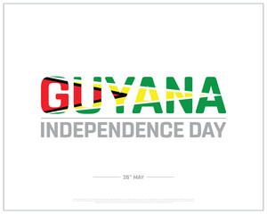 Guyana independence day design on white background, Typographic Design of Guyana independence day, Vector Design of Guyana independence day, Guyana independence day