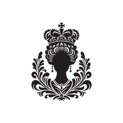 Queen's Birthday Silhouette Vector Illustration, Solid White Background.