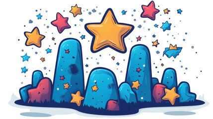 Obraz premium Colorful cartoon stars and hills background