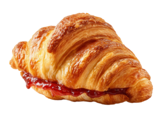 Delicious Croissant with Strawberry Jam Filling Image Transparent PNG background. Generative AI