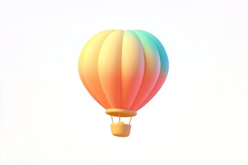 Naklejka premium 3D Cartoon Hot Air Balloon Icon in Sunrise Orange and Sky Cyan, Ultra HD, Isometric View, High-Quality Rendered with Blender and C4D