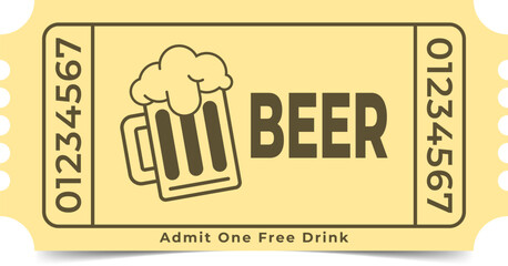 Drink Ticket Template. Admit One. Vector Design.