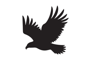 Eagle in Flight Silhouette Illustration with Spread Wings