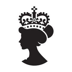 Queen's Birthday Silhouette Vector Illustration, Solid White Background.
