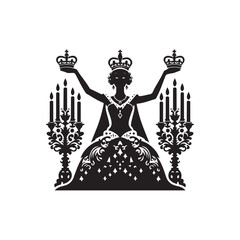 Queen's Birthday Silhouette Vector Illustration, Solid White Background.