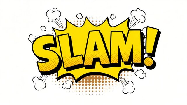 Dynamic yellow slam explosion isolated vector comic style illustration