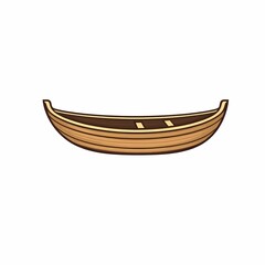 A simple illustration of a wooden boat with a brown hull and wooden seats