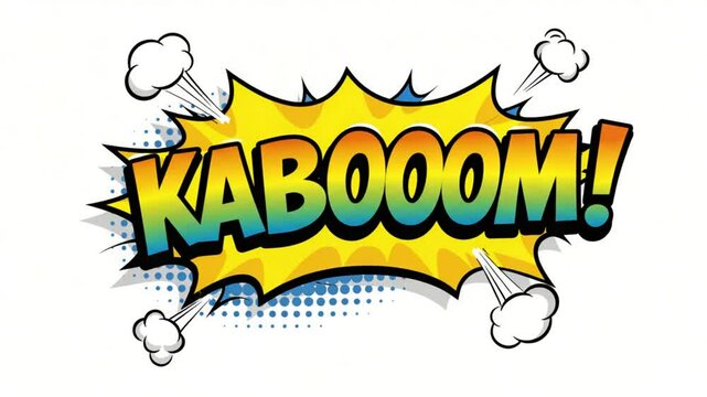Energetic comic explosion graphic cartoon burst with rainbow text