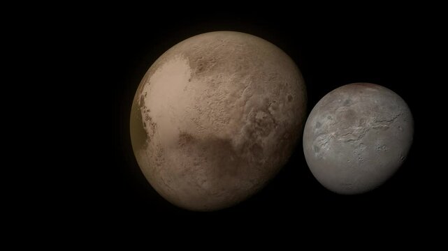 Charon Orbiting Pluto &ndash; 4K Animation of the Dwarf Planet and Its Largest Moon