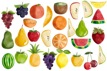 Watercolor fruits png clip art